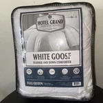 Hotel Grand White Goose Feather Down Comforter Full / Queen Cotton Cover. Fixed Price $99.00.