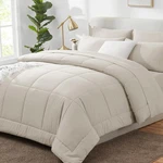 Full Size Beige Comforter Set, 7-PIECE Bag, All Season Bedding. Fixed Price $57.58.