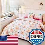 Angiyuin 6 Pieces Multi-color Rainbow Full Bedding Set For Girls Kids Cute. Fixed Price $71.11.
