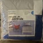 Room Essentials Dorm Bed Comforter Twin Xl Gray, Royal Blue And White. Fixed Price $22.00.