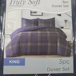 Truly Soft Duvet Set King Blue Green Plaid 3PC Bedding Wrinkle Resistant New. Fixed Price $124.99.