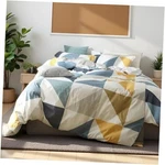 Geometric Duvet Cover Set Size, Abstract Pattern Print Bedding Triangle King. Fixed Price $70.50.