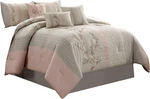 Luxury Blush Taupe Cherry Blossom 7-PIECE Comforter Set, California King. Fixed Price $130.99.