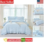 5-PIECE Light Blue Queen Comforter Set Elegant Ruffle Design All Seasons. Fixed Price $101.79.