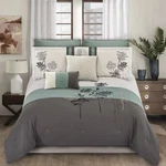 8PC King Emilie Comforter Set Ivory/gray/blue - Riverbrook Home: Polyester. Fixed Price $35.99.