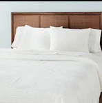 3PC Full/queen Slub Stripe Comforter Set Cream - Hearth & Hand. Fixed Price $64.99.