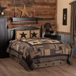 Vhc Black Check Star Twin Quilt Set W/shams Farmhouse Bedding. Fixed Price $129.95.