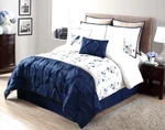 Vncy Asian Cherry Blossom 8PC Pin Tuck Comforter Set Blue/sage/purple K/q Szs. Fixed Price $124.99.