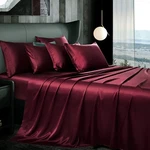 7PCS Burgundy Satin Sheets Queen Size Silky Bed Set, Luxurious &.... Fixed Price $49.85.