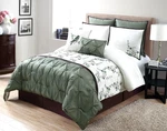 Vncy Asian Cherry Blossom 8PC Pin Tuck Comforter Set Blue/sage/purple K/q Szs. Fixed Price $124.99.