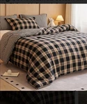 Better Life Plaid & Tartan Comforter Set Black Beige White With Pillow Shams. Fixed Price $85.00.