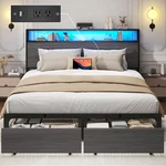Full Queen Size Bed Frame With Storage Headboard ,charging Station & Led Lights. Fixed Price $157.68.