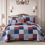 Finlonte Quilts Queen Size - 100% Cotton Comforter Set Blue Red White P.... Fixed Price $128.73.