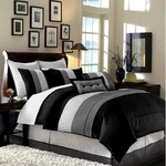 Chezmoi Collection Loft 8-PIECE Luxury Striped Full, Black/gray/white. Fixed Price $123.99.