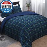 Basic Beyond Queen Comforter Set - Navy And Green Buffalo Plaid. Fixed Price $88.10.