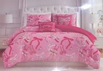 Juicy Couture Pink W/animal Print Coquette Bows & Logos King 5PC Comforter Set. Fixed Price $96.99.