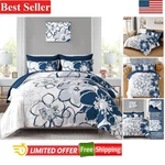 Chic 7-PIECE Navy Blue Floral Comforter Set -round Elegance And. Fixed Price $100.11.