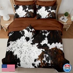 Muginyu Brown Cowhide Comforter Set Full 7 Pieces Bed Bag Black White. Fixed Price $126.38.