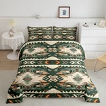 Green Southwestern Bedding Set Queen Geometric Comforter Tribal Native Ameri. Fixed Price $73.40.
