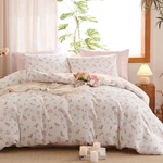 Reversible Floral Comforter Set Queen - 3 Piece Pink & White Bedding. Fixed Price $83.99.