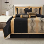 King Comforter Set 7 Pieces Black Gold Ultra Soft Jacquard Luxury Lanco Modern. Fixed Price $179.99.