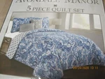 Avondale Manor 5 Pc Full/queen Quilt Set, Blue Paisley; "dominica"; 88" X. Fixed Price $45.00.
