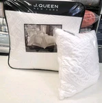 J Queen New York Bianco Comforter Set & Decorative Pillow 18''X18''- White. Fixed Price $274.99.