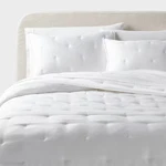 Threshold Comforter Set Lyocell Satin Cooling Tencel Feel, White, King. Fixed Price $47.99.