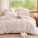 Comforter Set Full Size 3 Pieces,pink Bow Floral Pattern Bedding Comfort.... Fixed Price $60.44.