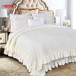 Masaca Shabby King Size Comforter Set, Farmhouse Ivory Bedding Ruffled. Fixed Price $111.02.