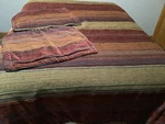 Vtg Croscill Plateau Comforter & Shams Chenille Stripes Leather Trim Queen. Fixed Price $160.00.