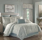 Five Queens Court Garrison Spa Comforter Set With Shams, Blue. Fixed Price $250.00.