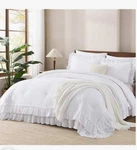 Full White Ruffle Comforter Set, 3 Piece Simple Bedding. Fixed Price $39.00.