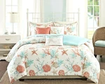 Coastal Comforter Set King Coral White Shell Decorative Bedding Pillow Shams. Fixed Price $175.45.