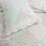 Beautiful Shabby Chic Pink Lace Green Purple Lavender Lilac Ruffle Quilt Set. Fixed Price $146.32.