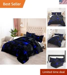 Geometric Blue Black Comforter Set,light Honeycomb 3 Piece Bedding Queen .... Fixed Price $112.14.