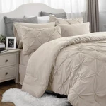 Solid Diamond Pintuck 7PCS Queen Beige Bedding Set Comforter - Bedsure. Fixed Price $23.99.