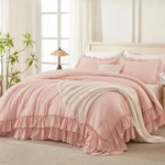 Andency Oversized Ruffle Comforter Set, QUEEN(98"X98"), Blush. Fixed Price $108.64.