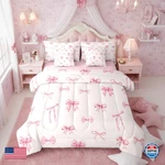 Erosebridal Pink Comforter Set 7-PIECE Cute Bowknot Twin Bedding Girls. Fixed Price $90.58.