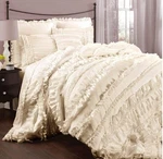 Belle Ruffle Comforter Set (queen) Ivory 4PC - Lush D Cor. Fixed Price $130.00.