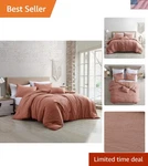 4-PIECE Garment-washed Comforter Set Beck Dark Rose King. Fixed Price $132.81.