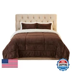 Lavish Home Bh 3 Piece Sherpa/fleece Comforter Set - F/q Chocolate. Fixed Price $90.73.