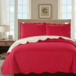 Sherry - 3 Piece Solid Reversible Quilt Set Red. Fixed Price $38.00.