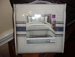 Nip Lush Deco Farmhouse Stripe Navy Beige Full/queen Duvet Cover & Shams Set 3PC. Fixed Price $93.99.