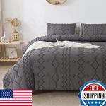 Andency Dark Gray Tufted Comforter Set Queen 3PC - Geometric Boho Bedding. Fixed Price $98.37.