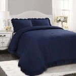 Lush Decor Reyna Ruffle Comforter Set Full/queen Navy 3 Piece Cozy Bedding. Fixed Price $171.84.