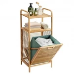 Tilt-out Bamboo Laundry Hamper With 2-TIER Shelf And Removable Liner-natural C. Fixed Price $218.84.