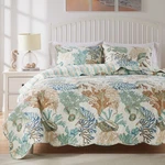 Barefoot Bungalow Atlantis Coastal Quilt Set, 3-PIECE Full/queen, Jade. Fixed Price $91.69.