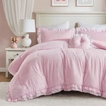 Rowena Comforter Set Blush Gingham Ruffled Bedding, Full/queen Pink. Fixed Price $133.29.