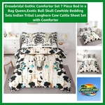 Queen Gothic Comforter Set 7-PIECE Bed Bag With Unique Bull Skull Print. Fixed Price $59.39.